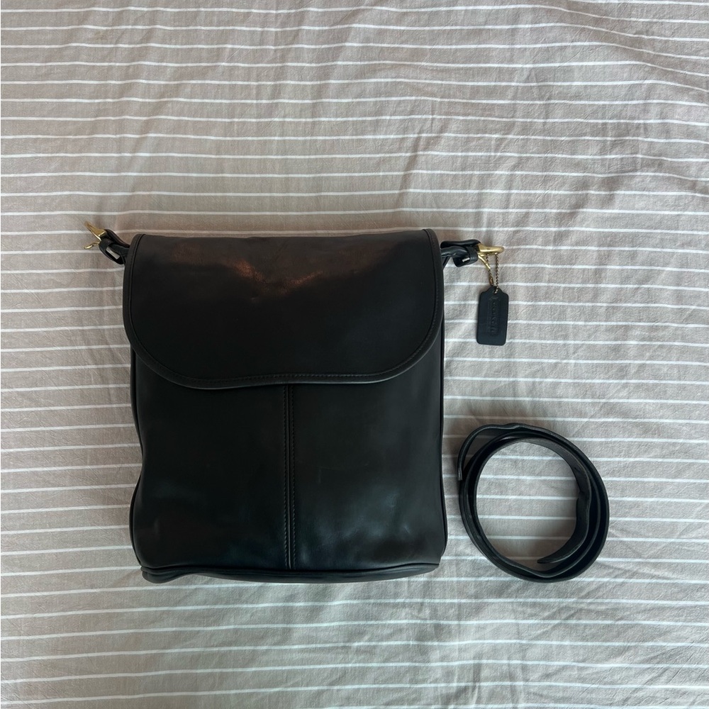 Vintage Coach Whitney Bag 4115 in Black Leather & Brass Hardware